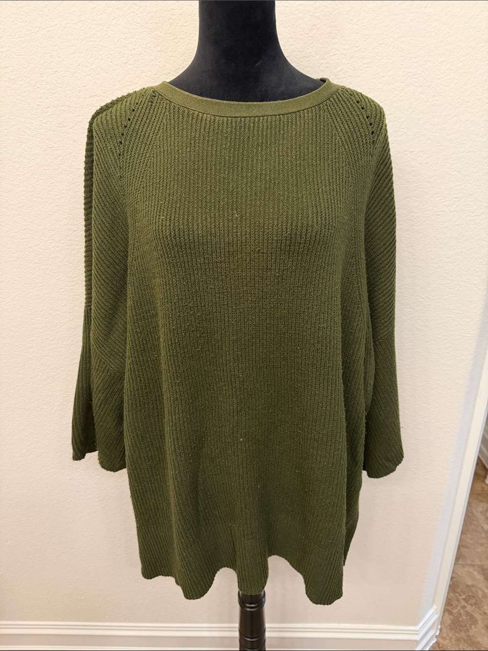 Ann Taylor Olive Knit Crewneck Sweater Tunic